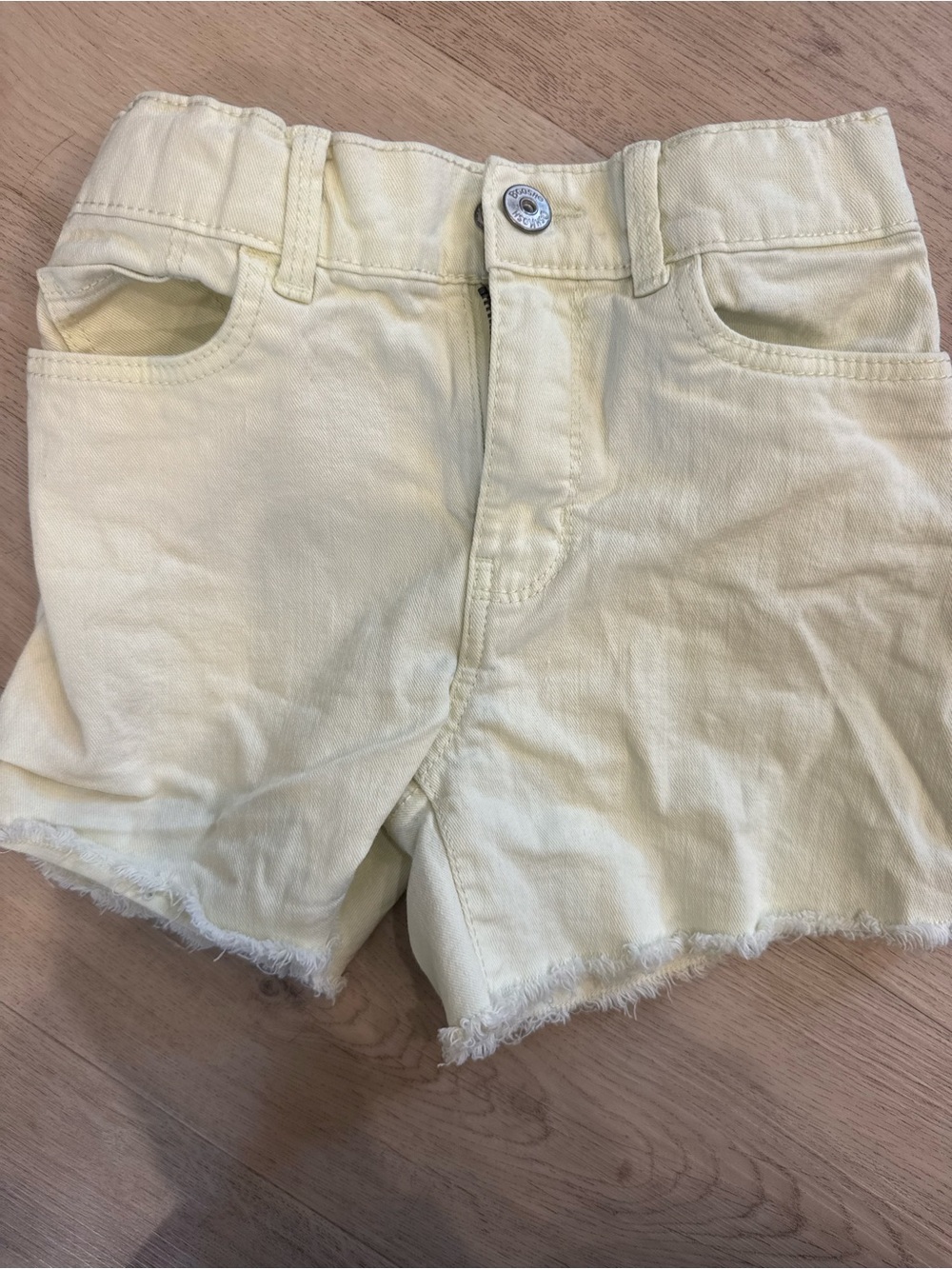 Girls Cream Frayed Hem Denim Shorts
